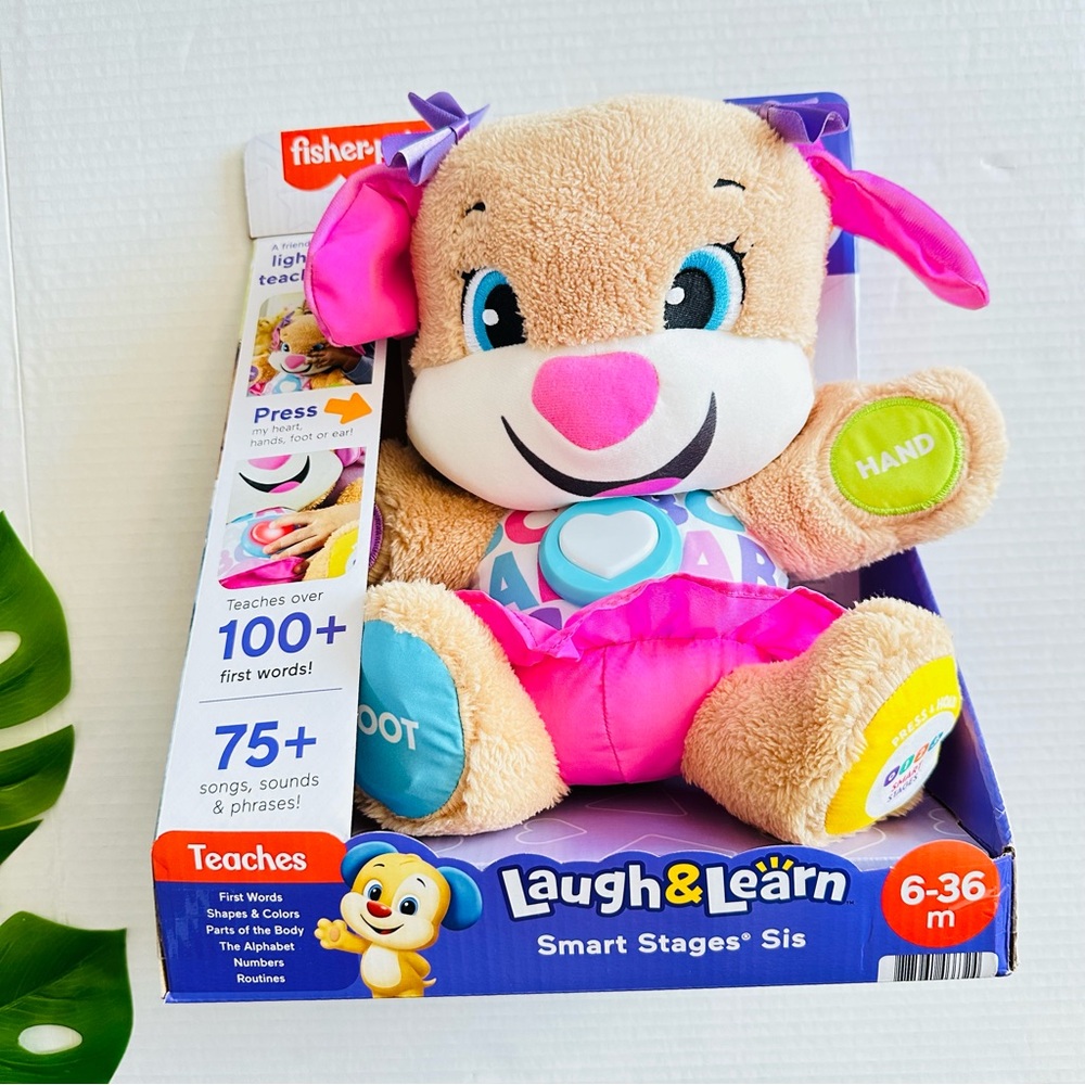 Fisher-Price Laugh & Learn Smart Stages Puppy Plush Learning Toy for Baby Infant